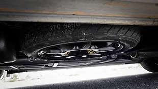 Space-saver spare wheel mounted underbody ensures luggage space remains unaffected.
