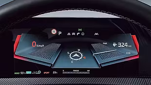 This 12.3-inch digital cluster offers crystal-clear graphics and layouts, with loads of EV data and drive info at your fingertips.